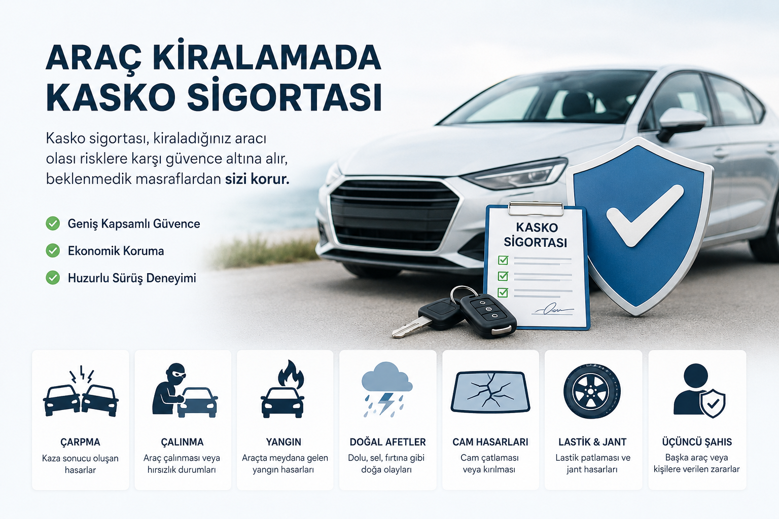Araç Kiralamada Kasko Sigortası Nedir? Kapsamı, Avantajları ve Örnek Senaryolar