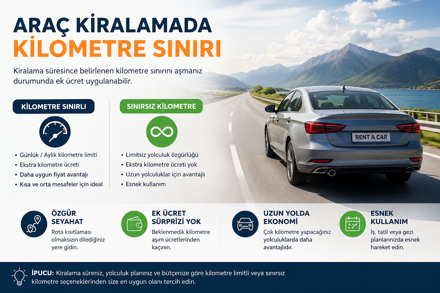Araç Kiralamada Kilometre Sınırı Nedir? Sınırsız Kilometre Avantajlı mı?